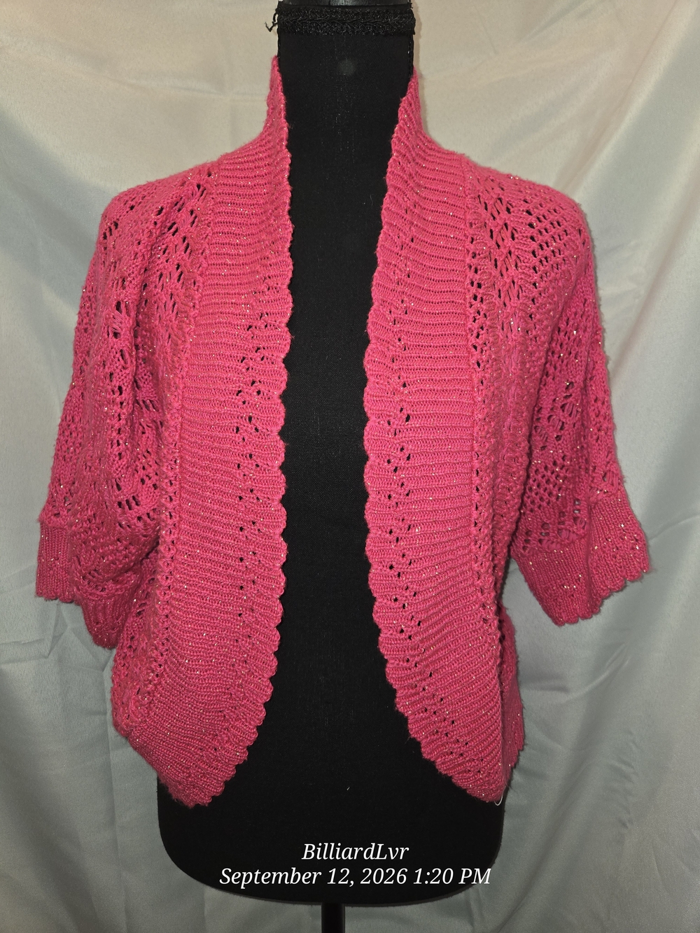 Feminine Hot Pink Open-Front Knit Cardigan Shrug